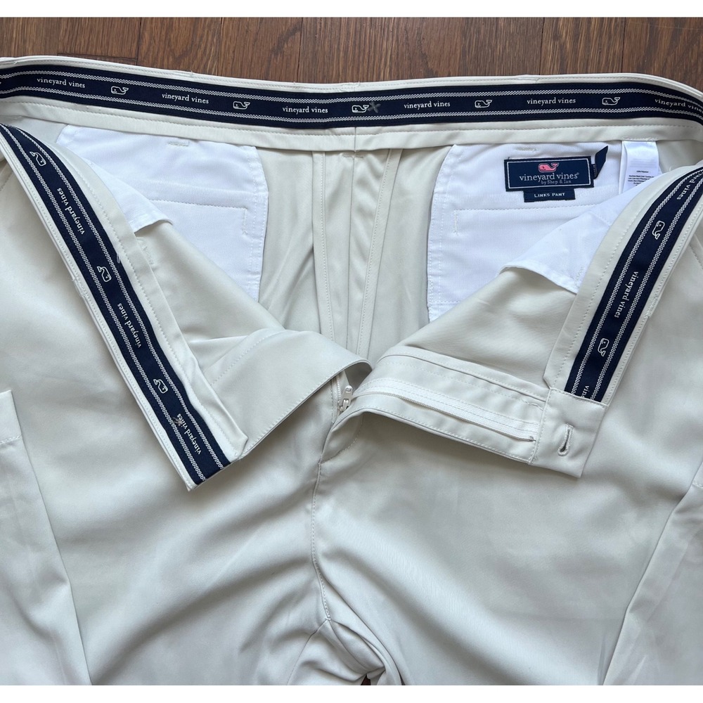 Vineyard Vines Links Pant Men's 40x30 Stone Khaki Golf Performance Trousers - Picture 3 of 5